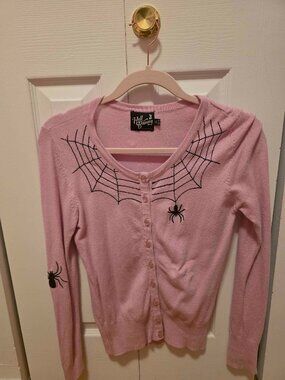 Hell Bunny Spider Cardigan: Candy Pink